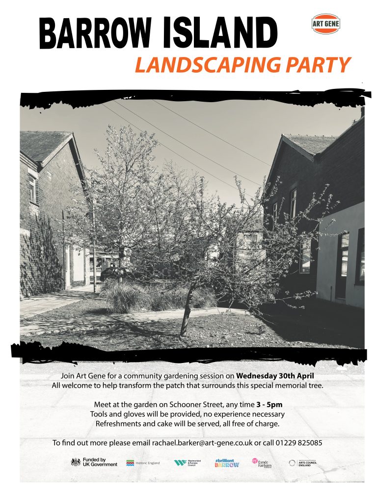 A black and white picture of a crab apple tree in a sun soaked garden, between two 19th century end-of-terrace houses
